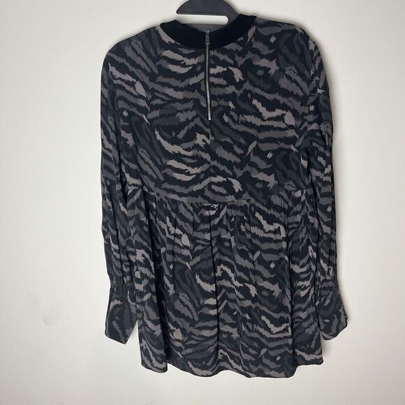 Allsaints Womens Blouse Size S Fayre Remix Top Gray Print Viscose Long S… - Picture 5 of 8